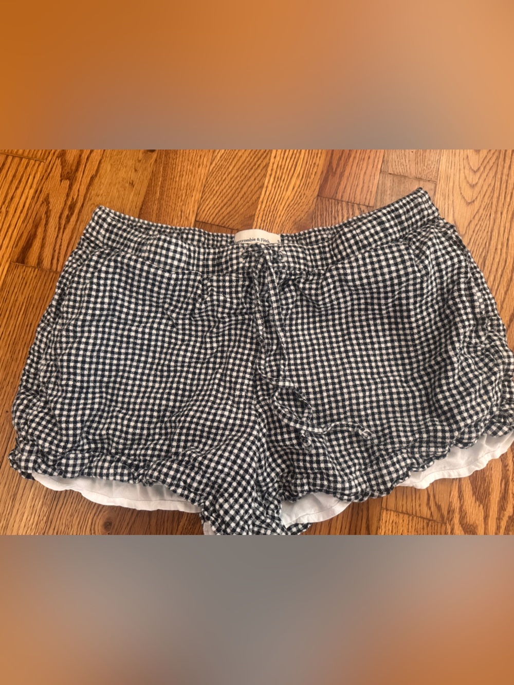 Abercrombie & Fitch Black and White Gingham mini Ruffle Shorts